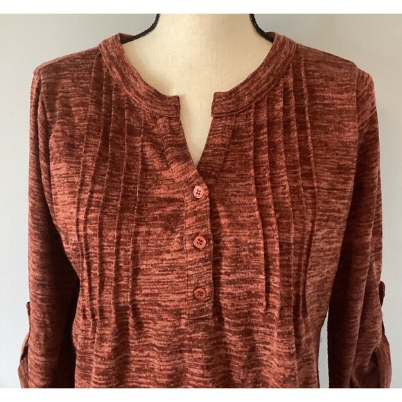 Notations Women’s 3 Button 3/4 Length Sleeve Shirt 2 Tops Rust & Heather Gray M - Picture 3 of 11